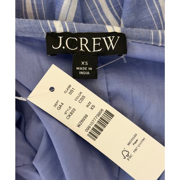 J. Crew Floaty Midi Dress in Striped Cotton Voile XS Beachy Nautical Resort NWT - Picture 10 of 12